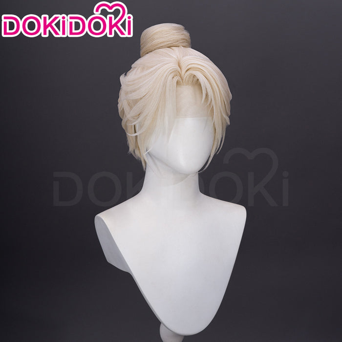 【Ready For Ship】【Small Area Front Lace】DokiDok Game Where Winds Meet Cosplay Wen Wuque Wig Short Blonde Hair Bun Wen Wu Que