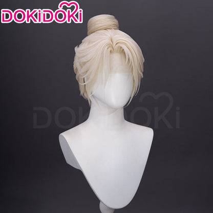 【Ready For Ship】【Small Area Front Lace】DokiDok Game Where Winds Meet Cosplay Wen Wuque Wig Short Blonde Hair Bun Wen Wu Que
