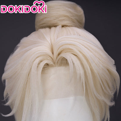 【Ready For Ship】【Small Area Front Lace】DokiDok Game Where Winds Meet Cosplay Wen Wuque Wig Short Blonde Hair Bun Wen Wu Que