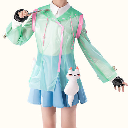 【Size XS-2XL】DokiDoki-R Game Cosplay Costume Rainy Day Green Costume