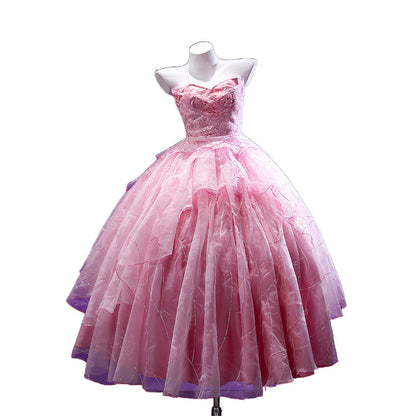 【Size XS-3XL】DokiDoki-R Movie Cosplay Costume Pink Dress